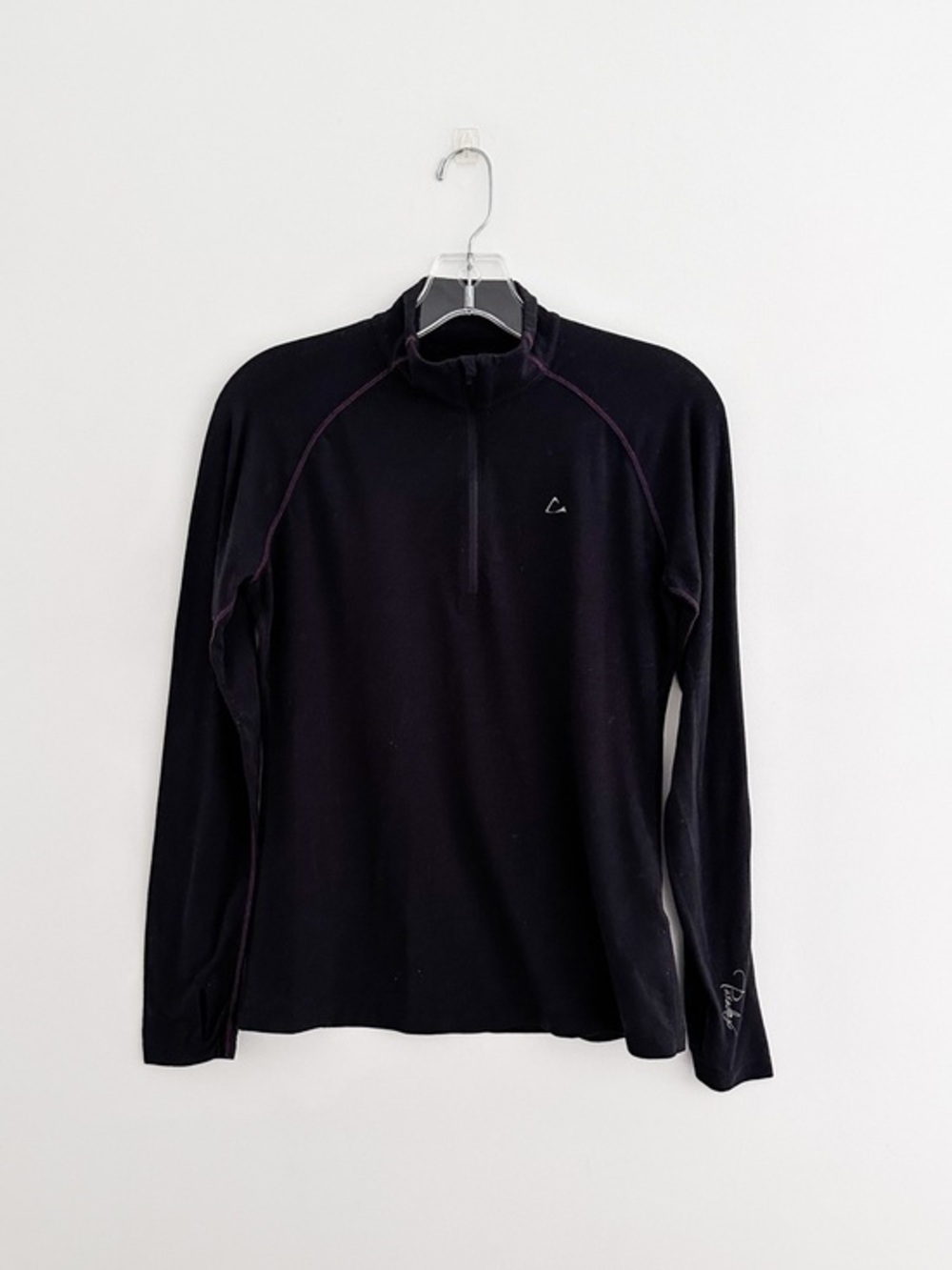 Paradox Merino Blend Quarter Zip Base Layer Pullover Black Athletic Top Size S
